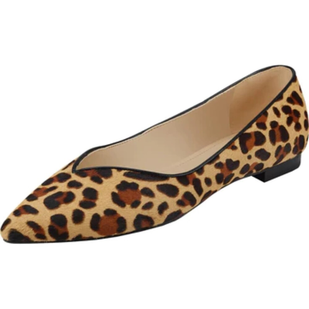 Marc Fisher Calf Hair Leopard Pointy-Toe Flats Brown / Tan Size 5